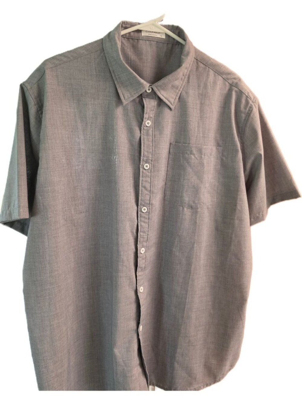 COOFANDY Men XXL Linen Blend Short Sleeve Button Down Shirt Gray Casual EUC